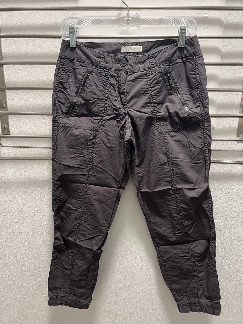 LOFT Black Cargo Jogger Pants with Zippered Pockets